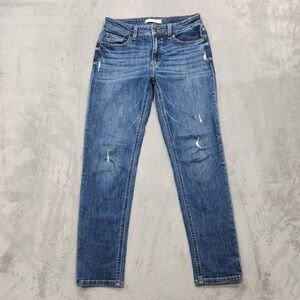 Eunina Jeans Womens 3 Juniors Blue Low Rise Frankie Boyfriend Distressed Stretch